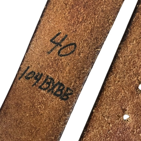 Brown Tooled Leather Men's Belt 1972 Eisenhower Liberty  Silver Dollar Buckle 40 - Picture 5 of 7